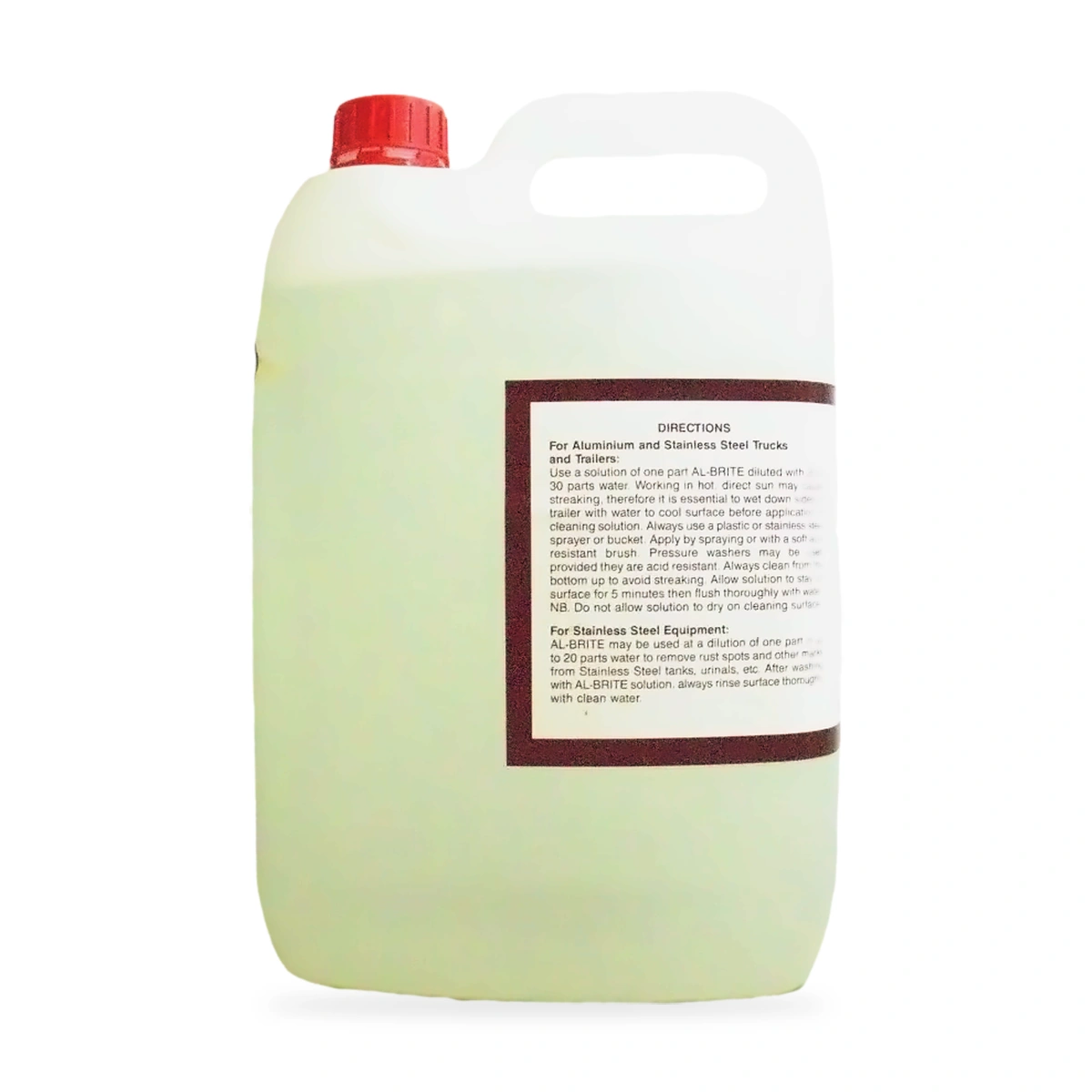 Al-Brite Concentrated Aluminium and Stainless Steel Cleaner 5L - side shot 2