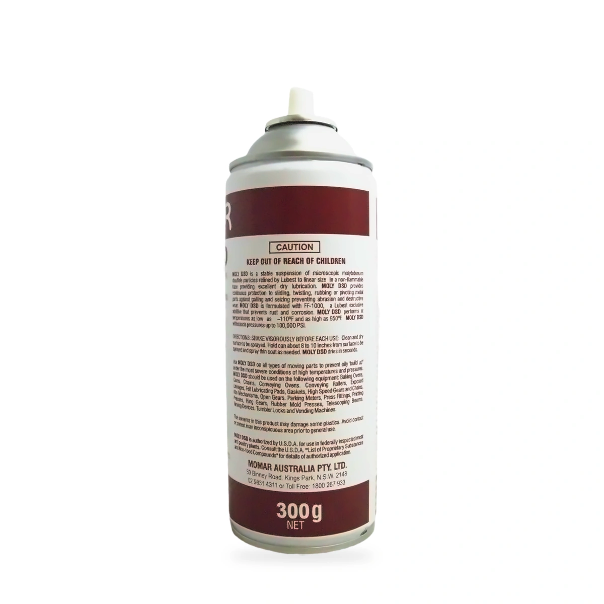 Moly DSD Dry Film Lubricant - back shot (cap off)
