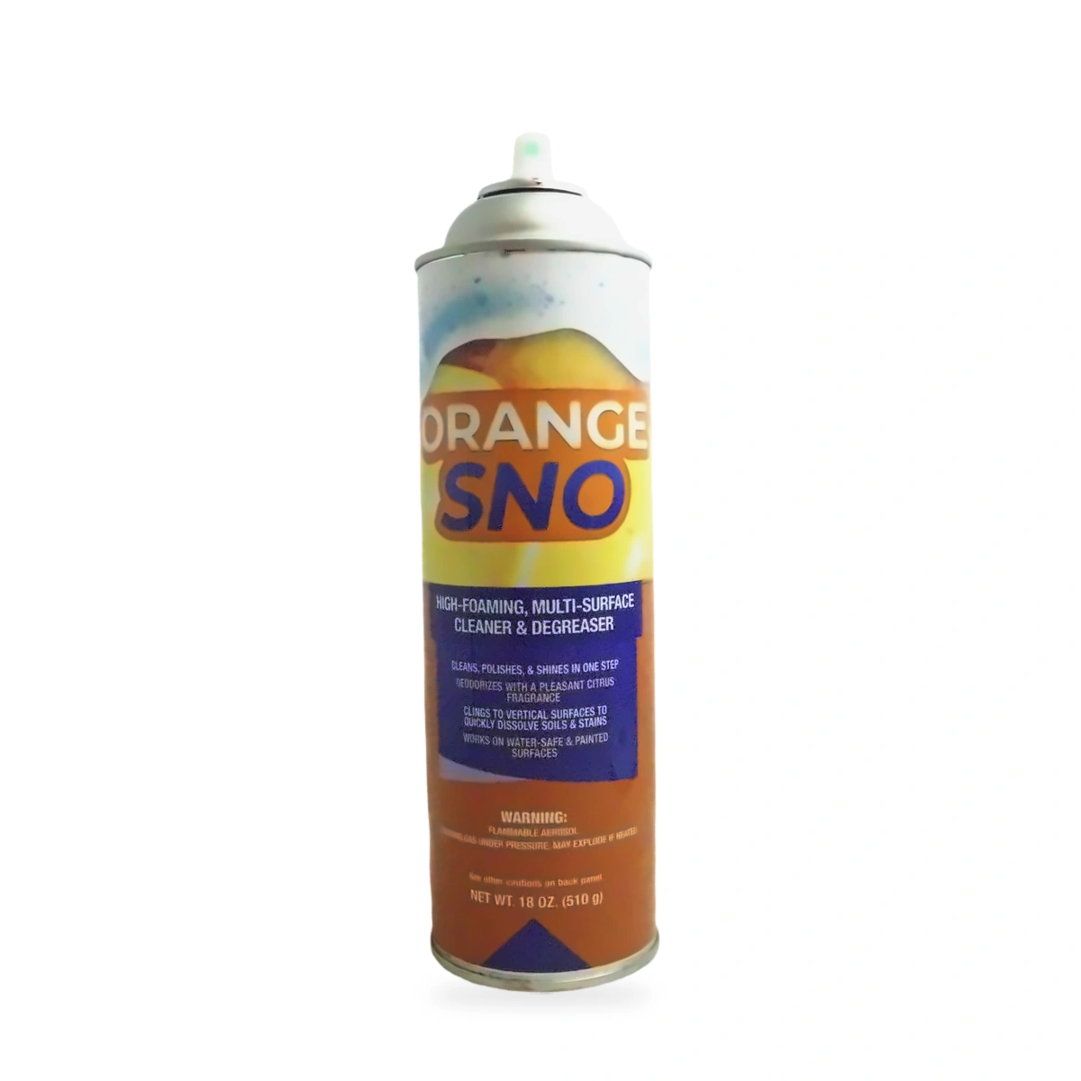 Orange Sno High-Foaming Multi-Surface Cleaner and Degreaser - front shot (cap off)