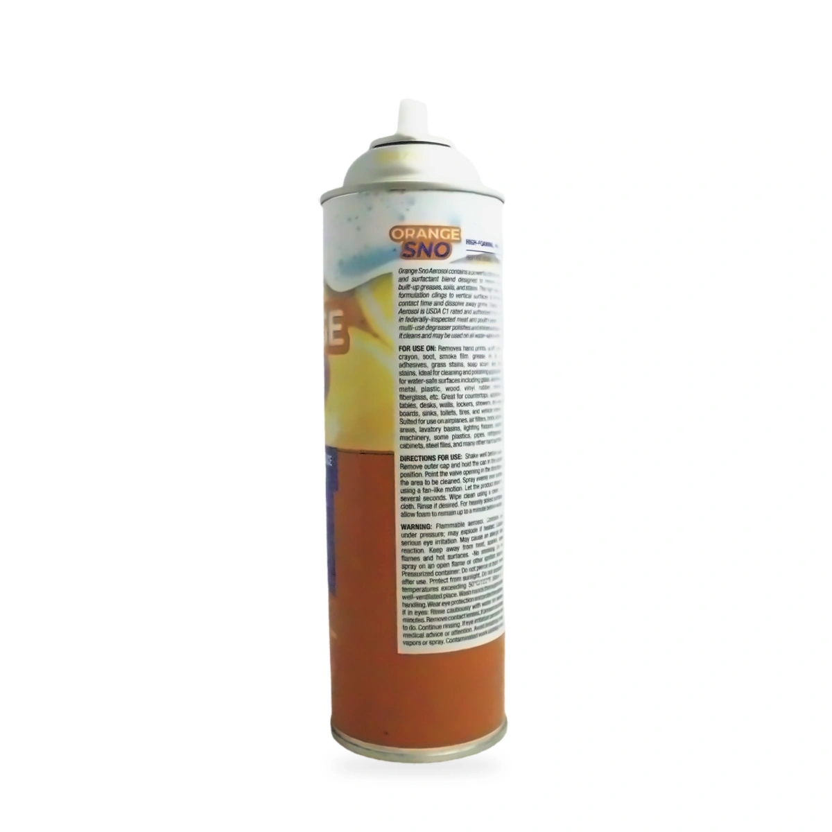 Orange Sno High-Foaming Multi-Surface Cleaner and Degreaser - back shot (cap off)