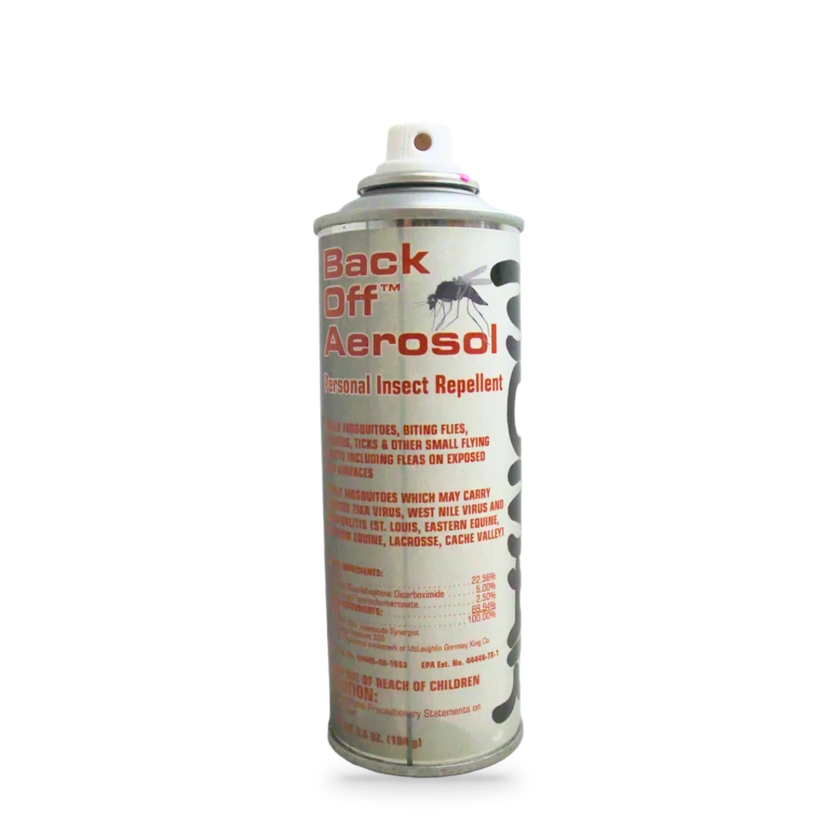 Back Off Aerosol Personal Insect Repellent — front shot (cap off)