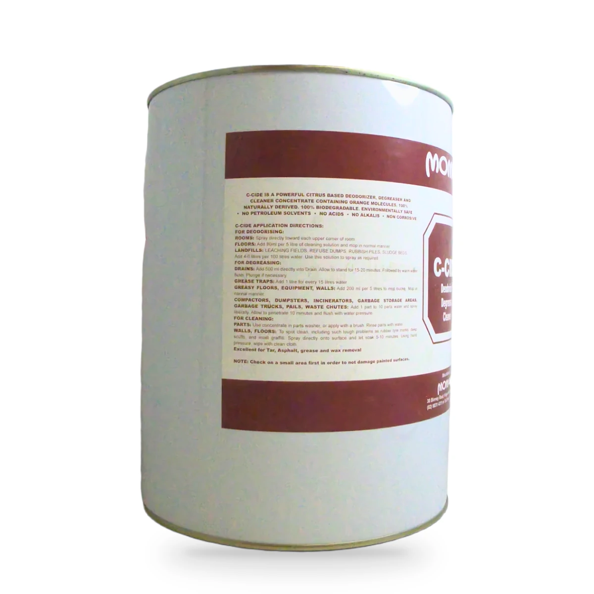 C-Cide Deodorizer Degreaser Cleaner Bulk Tin — side shot 2
