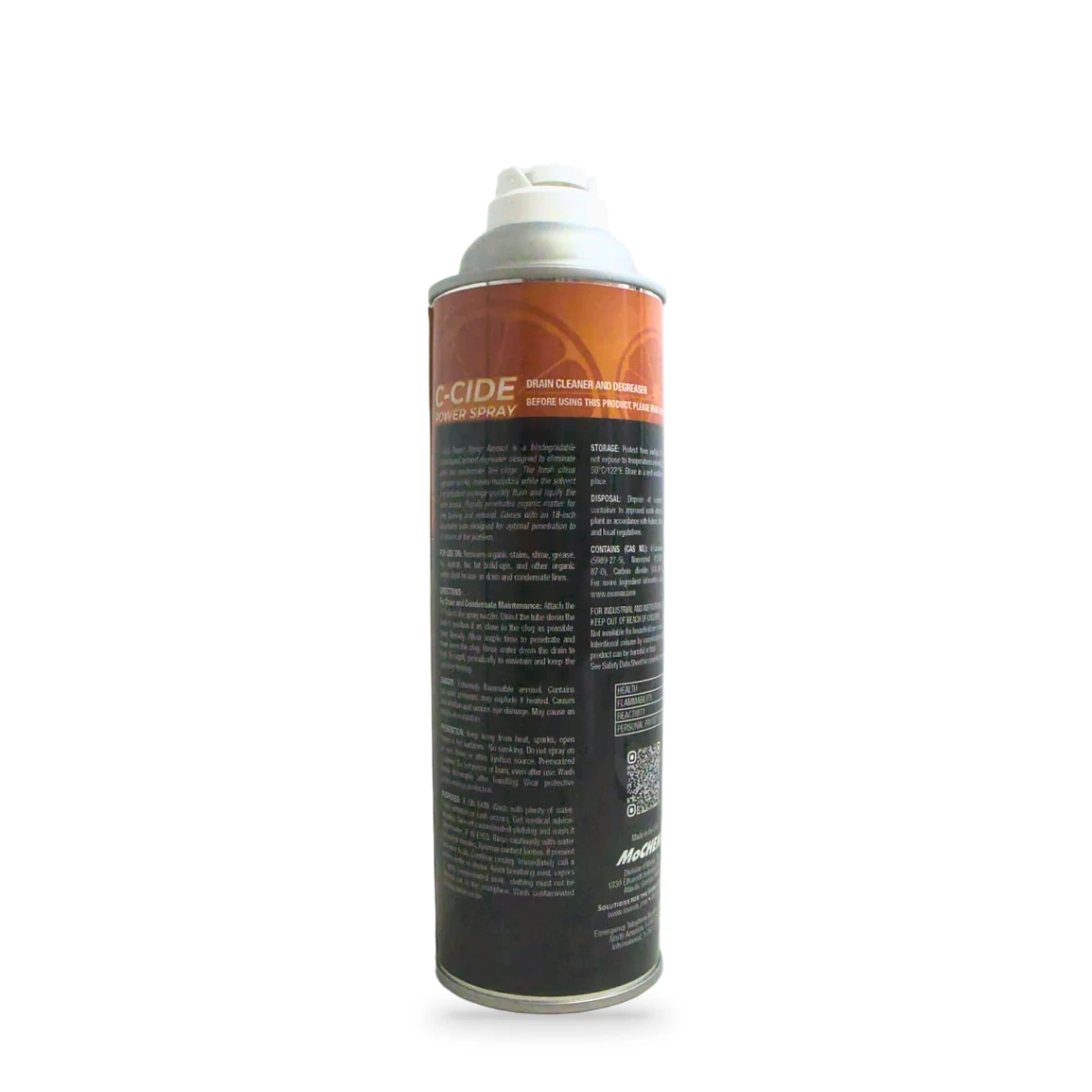C-Cide Power Spray Drain Cleaner and Degreaser — back shot (cap off)