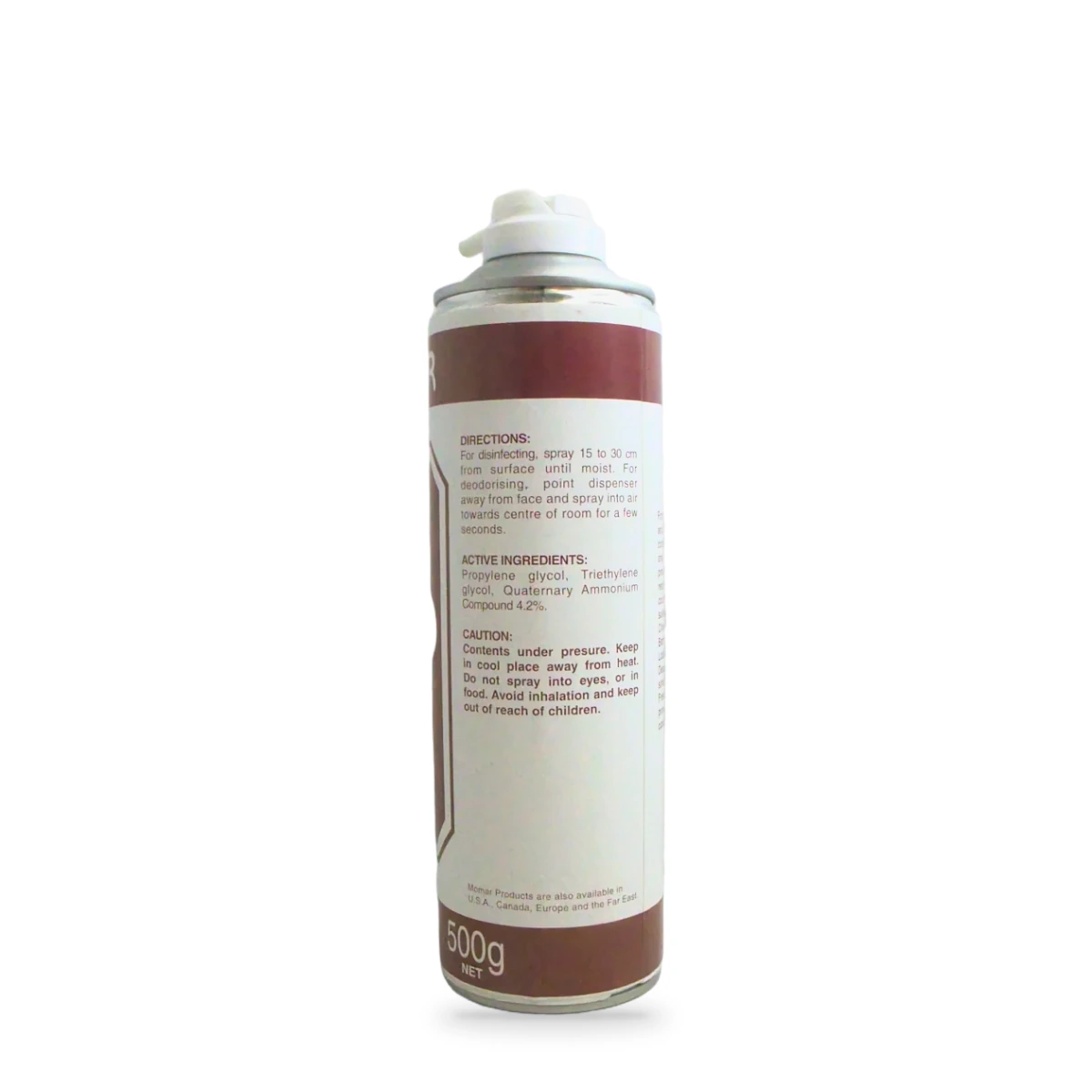 D and D Disinfectant Deodorant Spray — back shot (cap off)