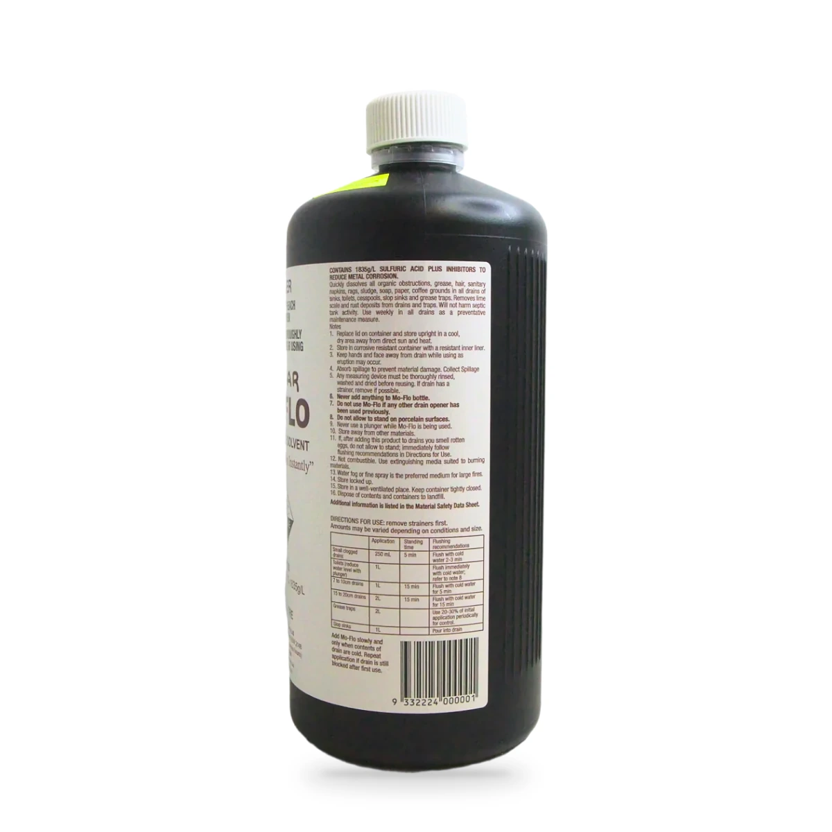 Mo Flo Liquid Drain Solvent — back shot