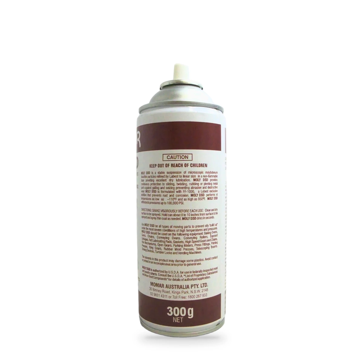 Moly DSD Dry Film Lubricant — back shot (cap off)
