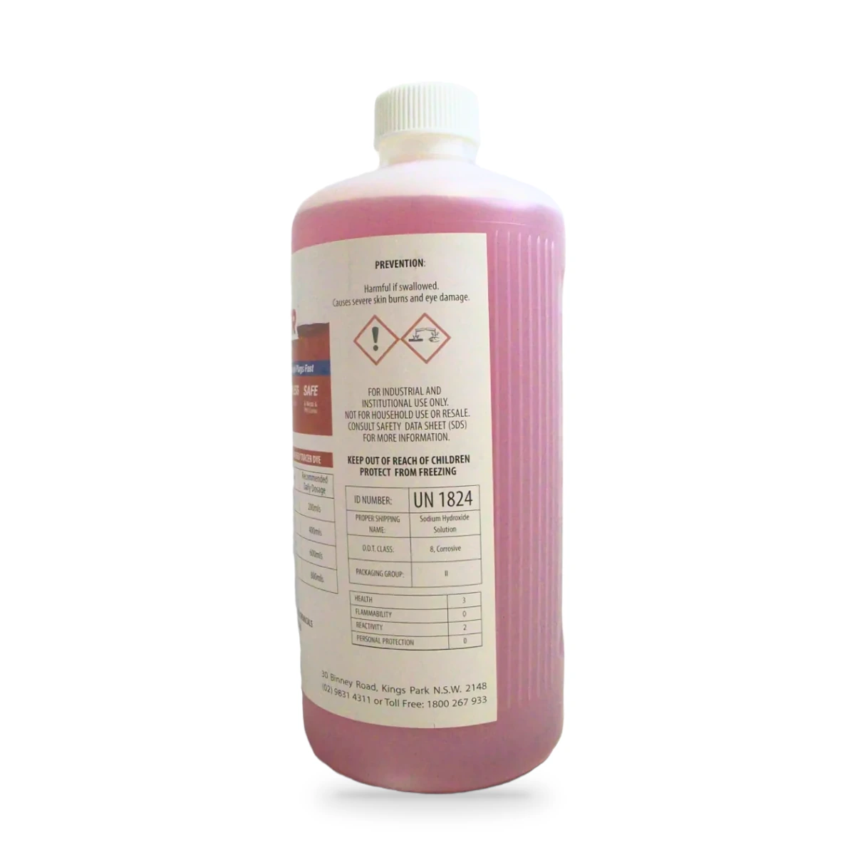 Plug Buster Liquid Alkaline Drain Opener — back shot